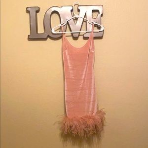 Fashion Nova pink feather dress